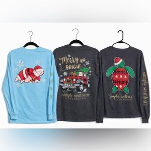 Simply Southern Women’s Long Sleeve Christmas Tees Set of 3 | Size Medium